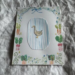 Handmade Watercolor Duck Art in Pastel Colors